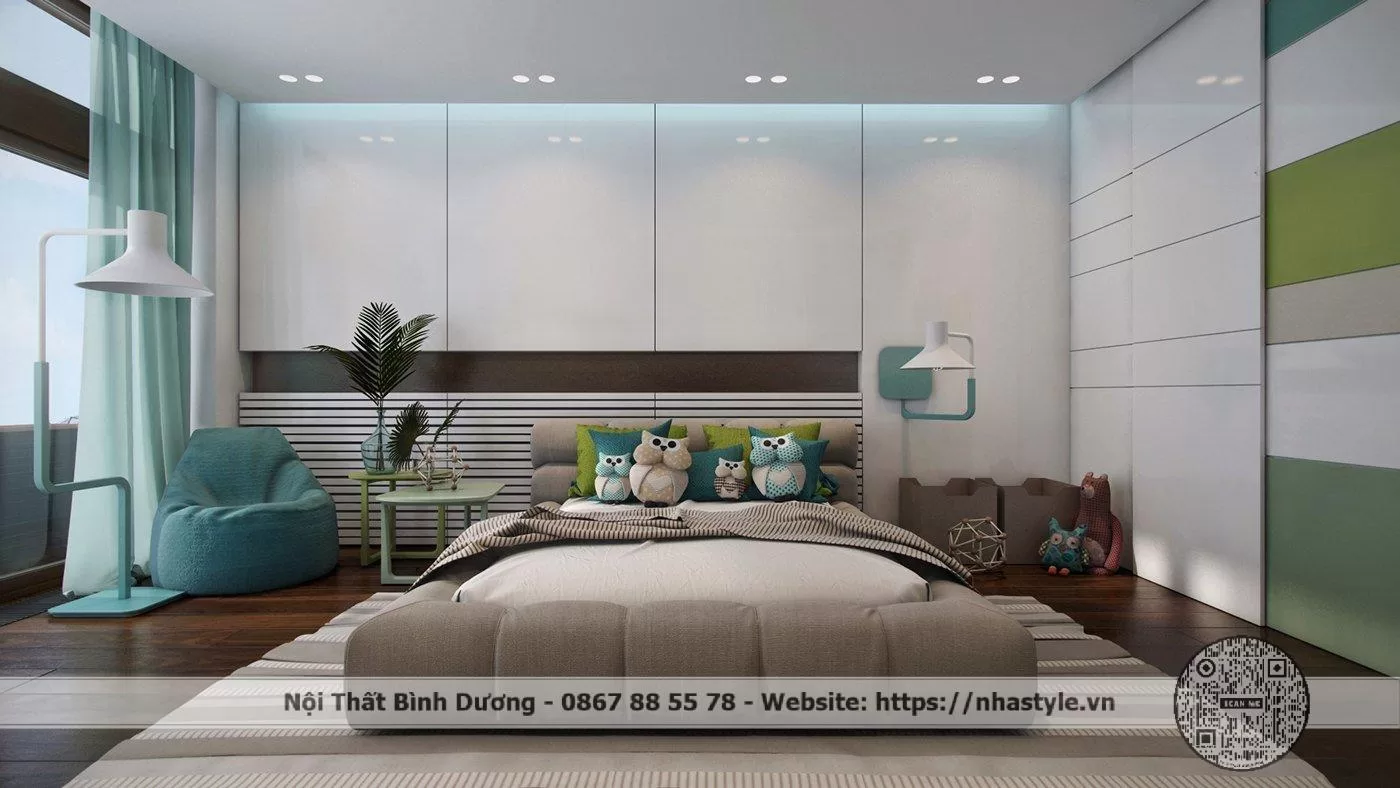 Giường ngủ bọc nệm cho trẻ em 011S