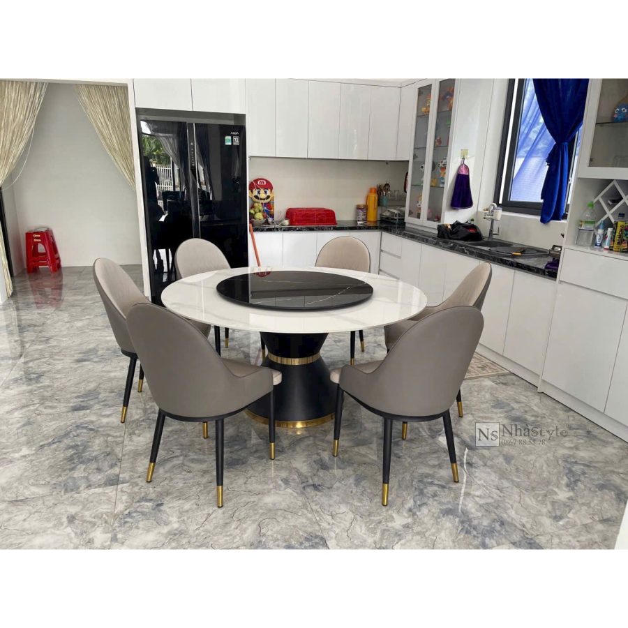 Bàn ăn tròn 6 ghế giá rẻ 257S